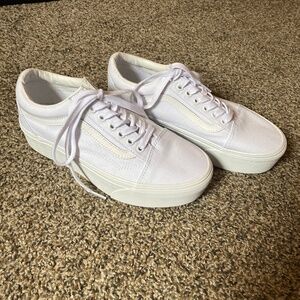 Vans Platform White Canvas Sneakers